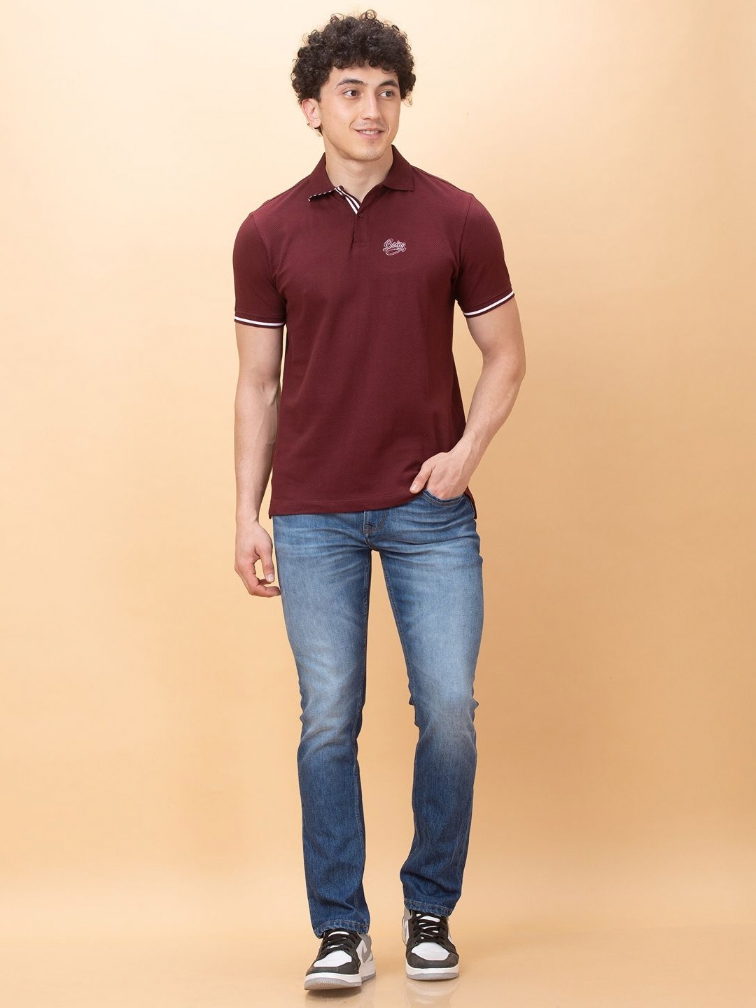 

Being Human Men Polo Collar T-shirt, Maroon