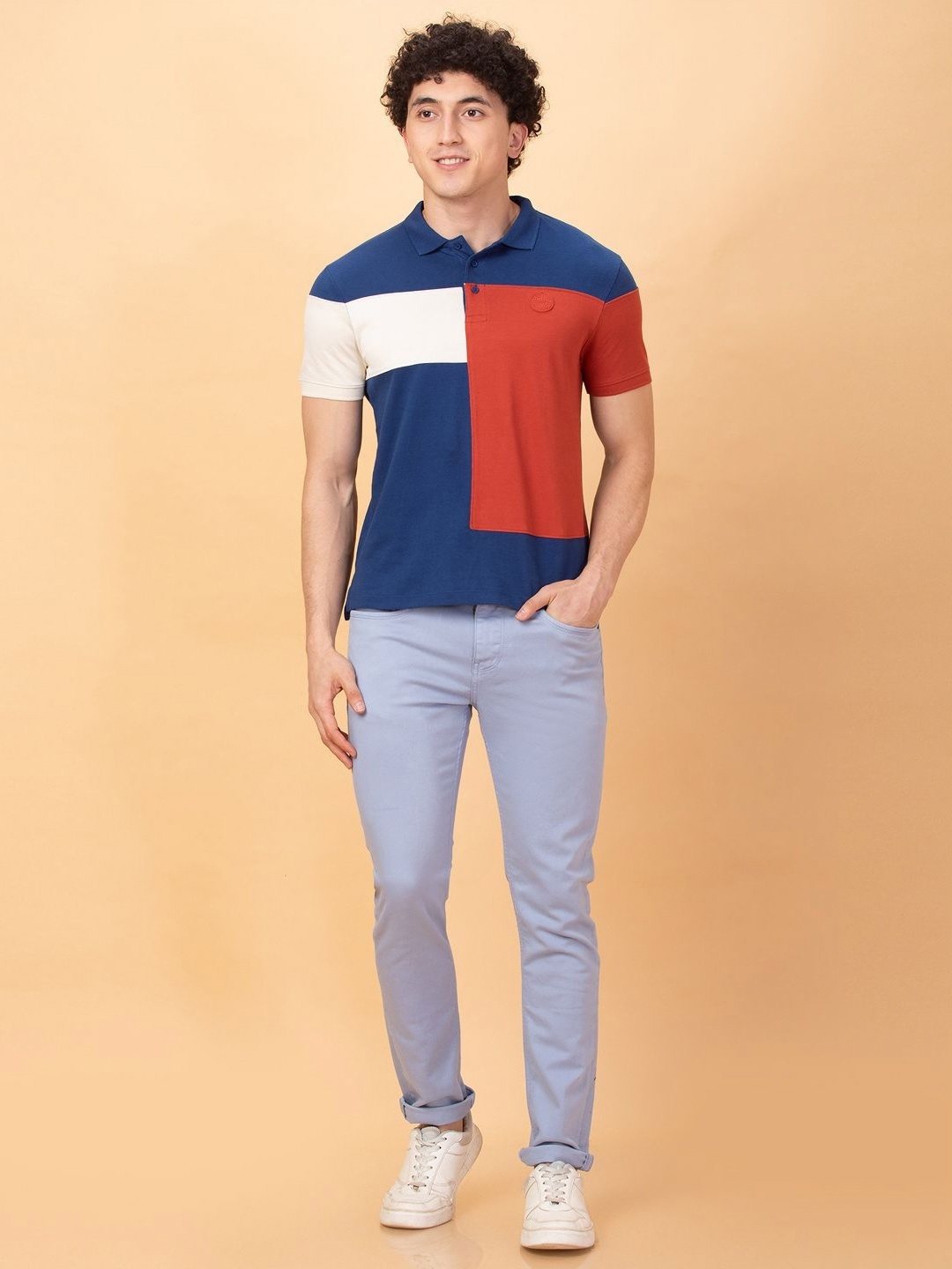 

Being Human Men Polo Collar Applique T-shirt, Blue