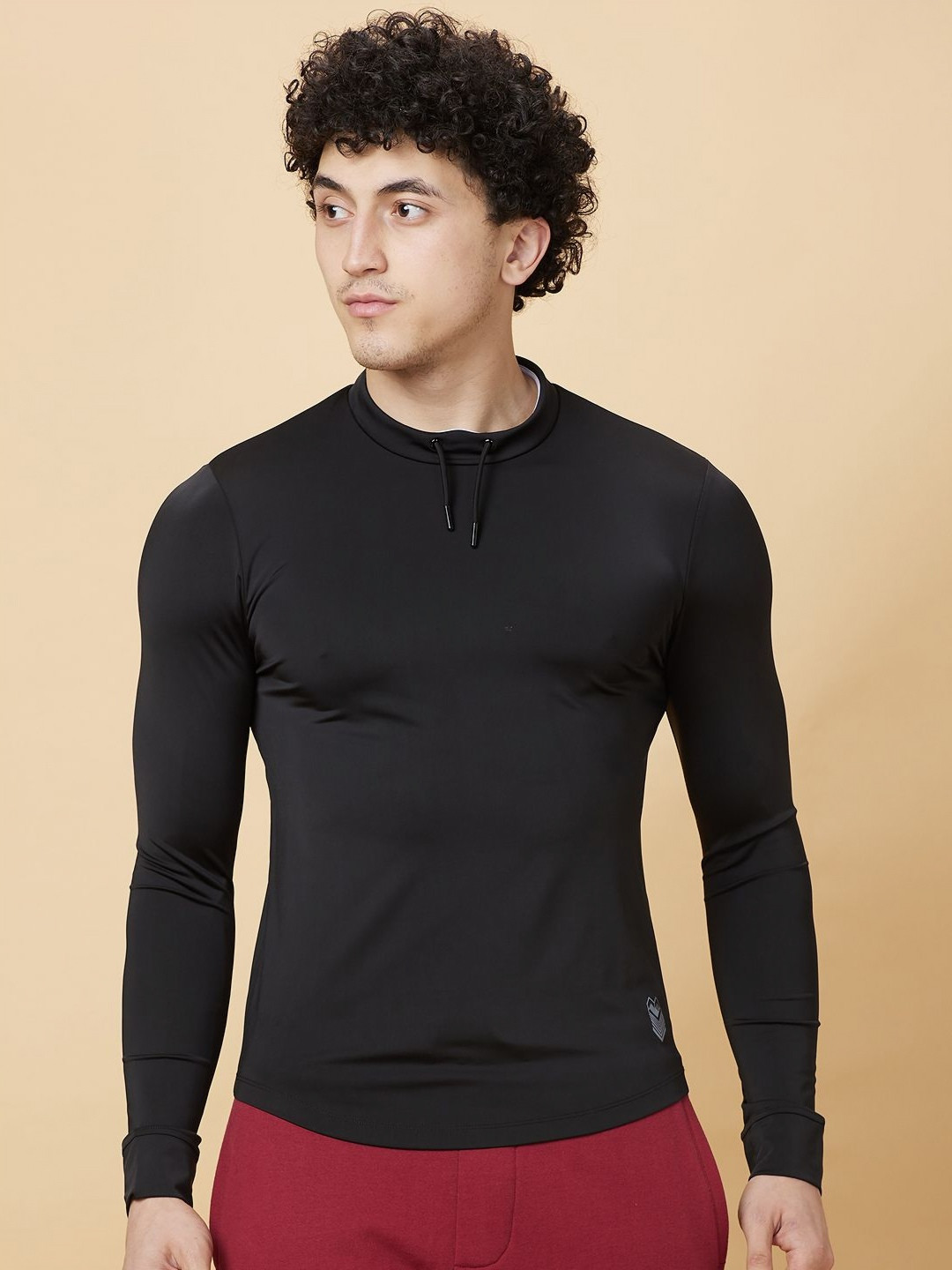 

Being Human Men Henley Neck Pockets T-shirt, Black