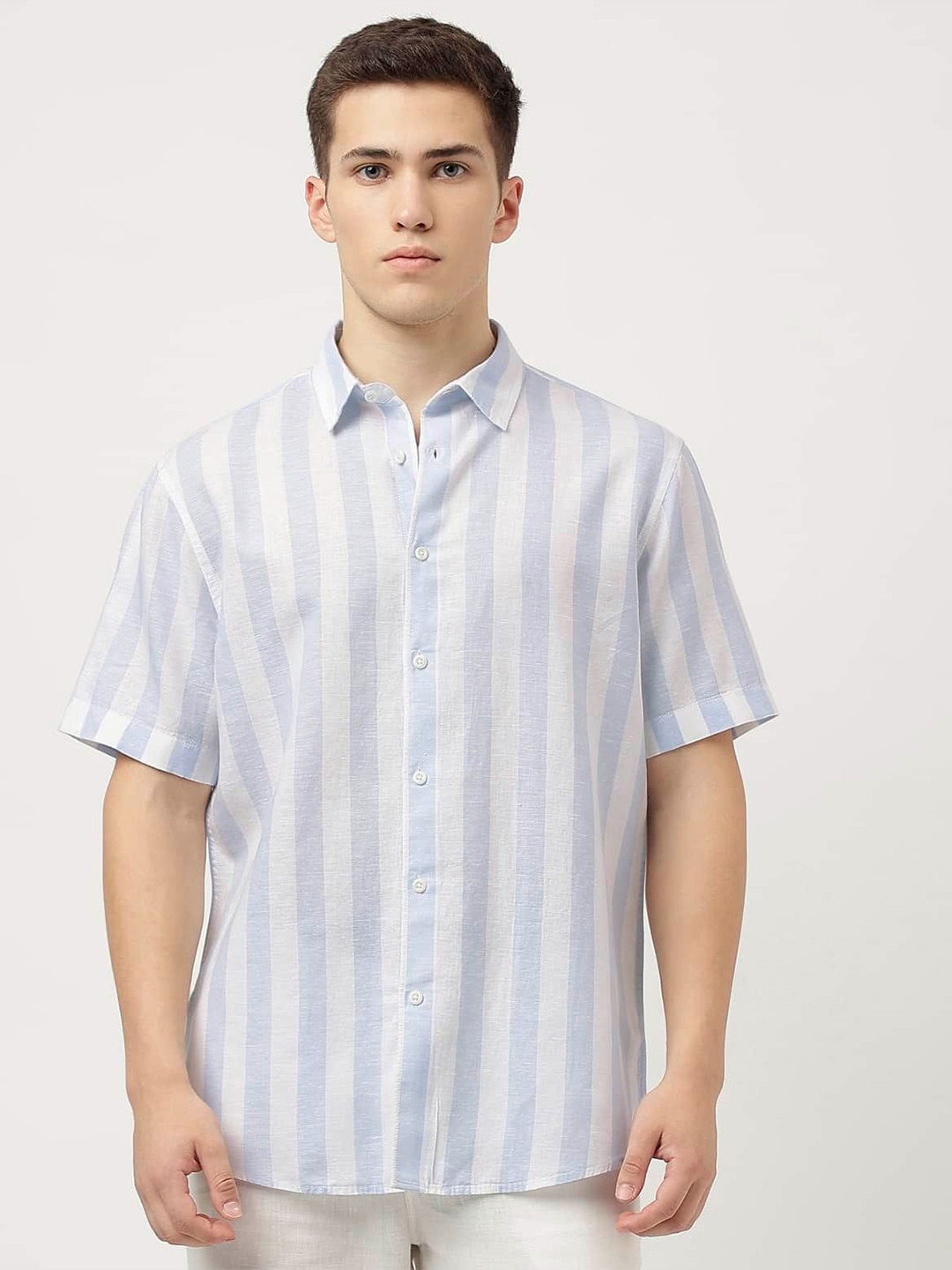 

Marks & Spencer Men Opaque Striped Casual Shirt, Off white