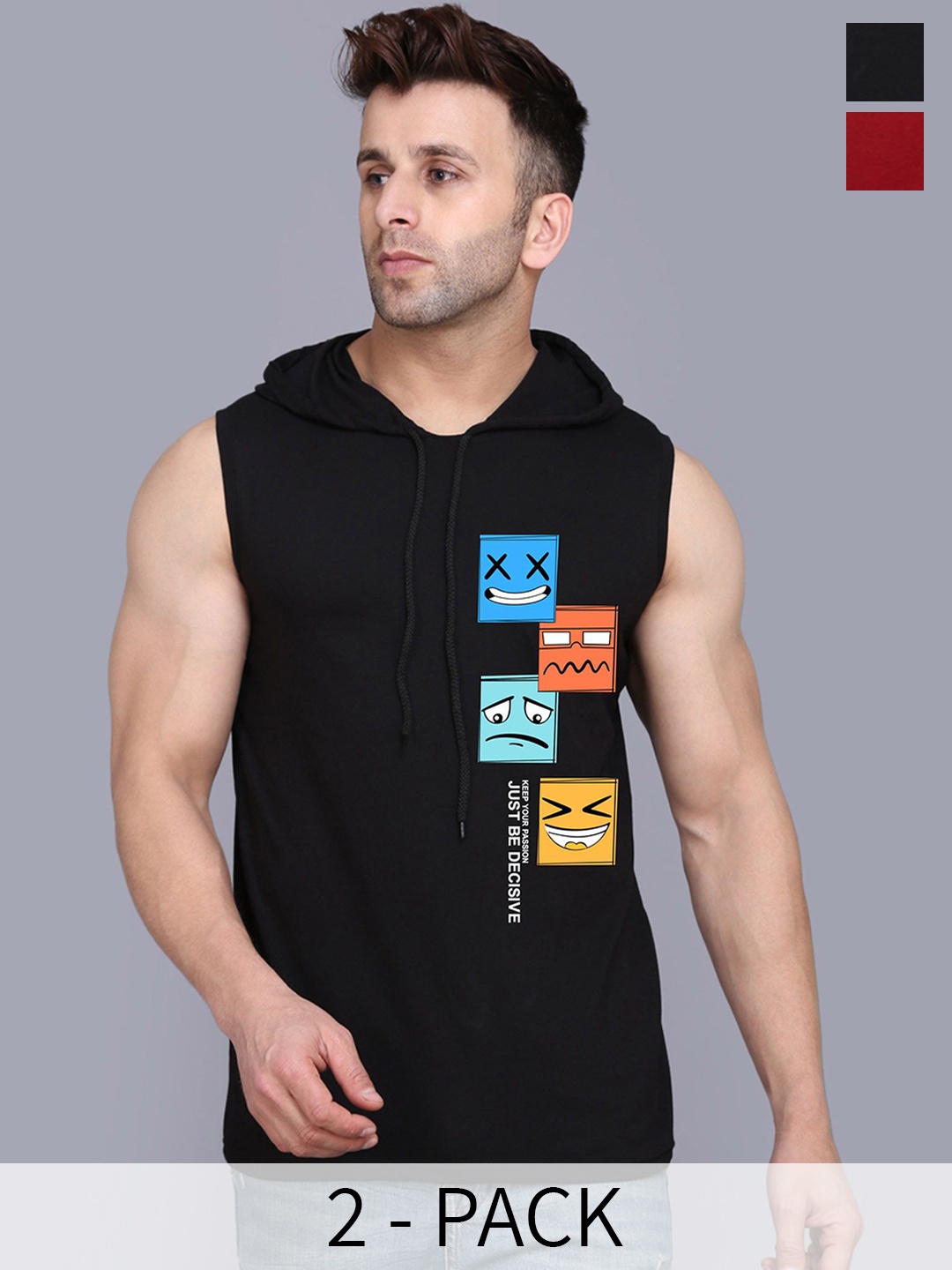 

SLOWLORIS Pack Of 2 Printed Innerwear Vests SL28 COMBO (KEEP MAROON) (JUST BLACK)