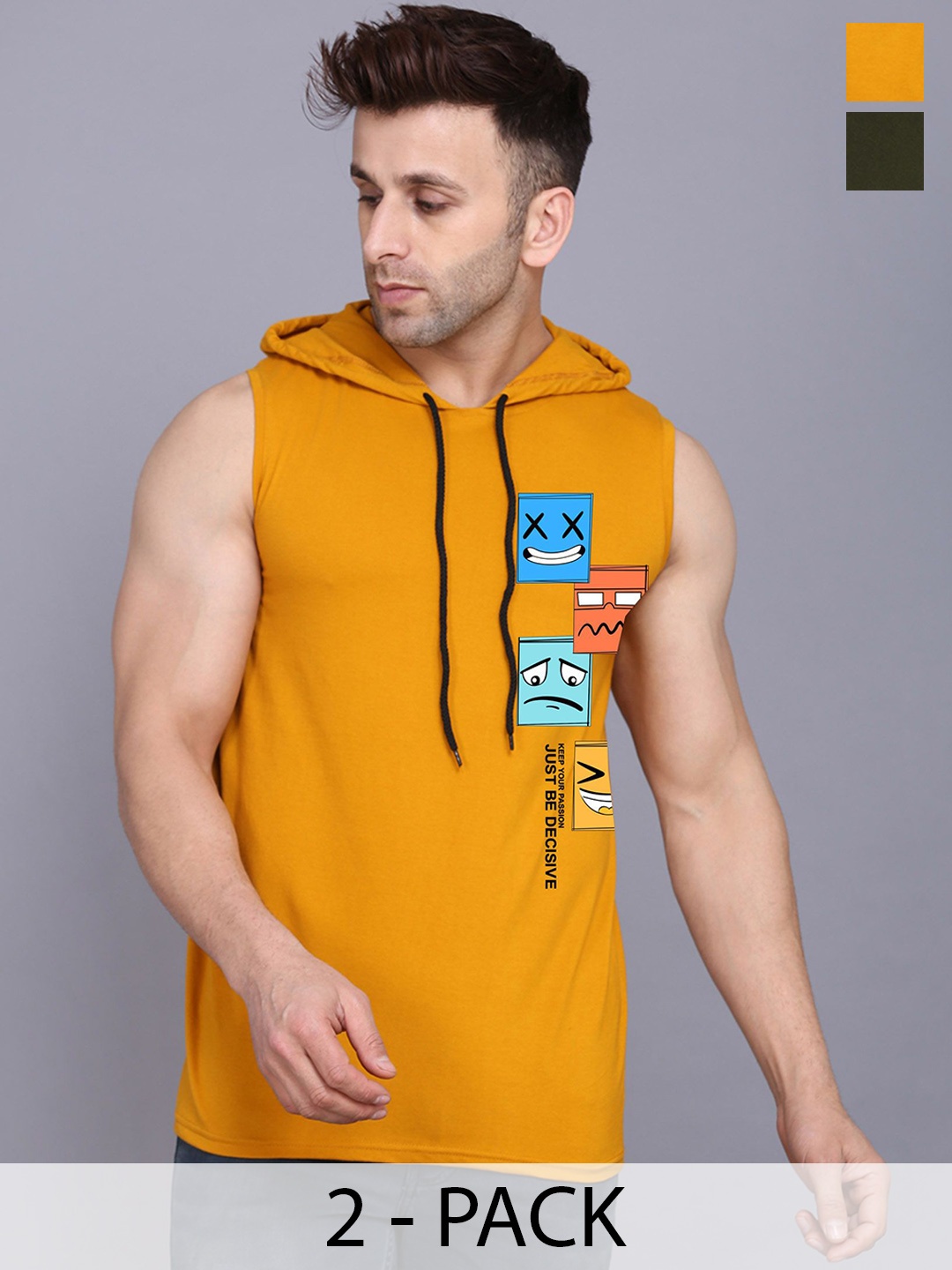 

SLOWLORIS Pack Of 2 Printed Innerwear Vests SL28 COMBO (KEEP OLIVE) (JUST MUSTARD)