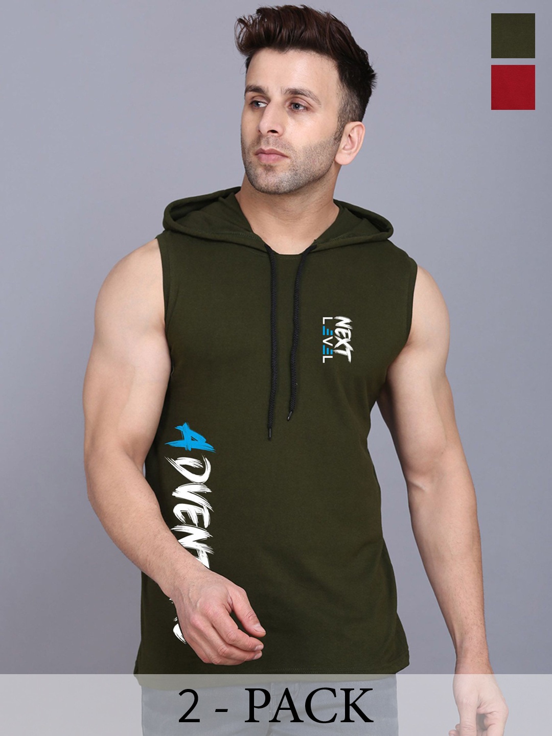 

SLOWLORIS Pack Of 2 Printed Gym Innerwear Vests SL28 COMBO (KEEP MAROON) (ADV OLIVE)