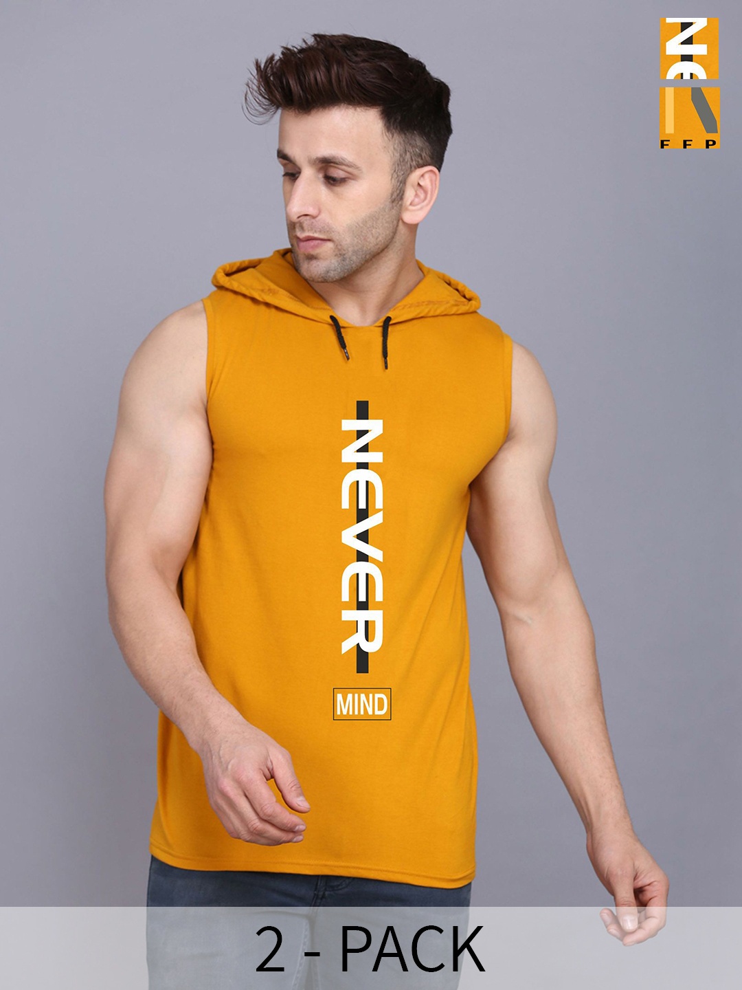 

SLOWLORIS Pack Of 2 Printed Hooded Gym Vests SL28 COMBO (KEEP MUSTARD) (NVR MUSTARD)