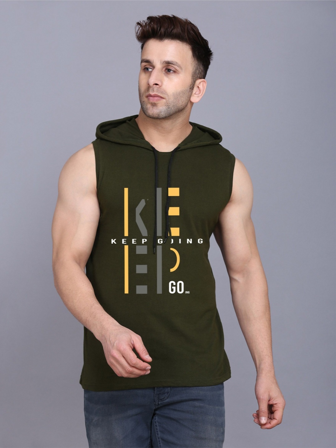 

SLOWLORIS Men Varsity 2 Hooded Applique T-shirt, Black