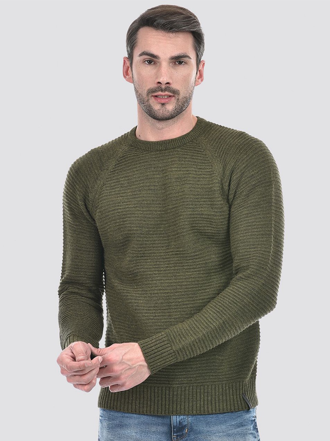 

Numero Uno Men Striped Pullover, Green