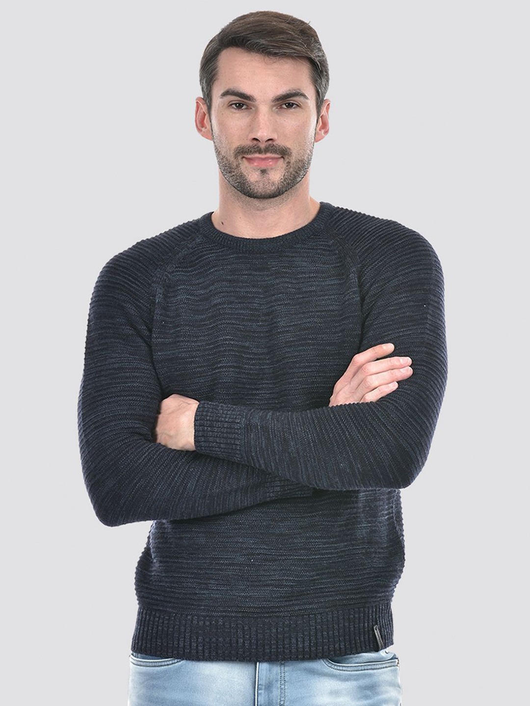 

Numero Uno Men Striped Pullover, Blue