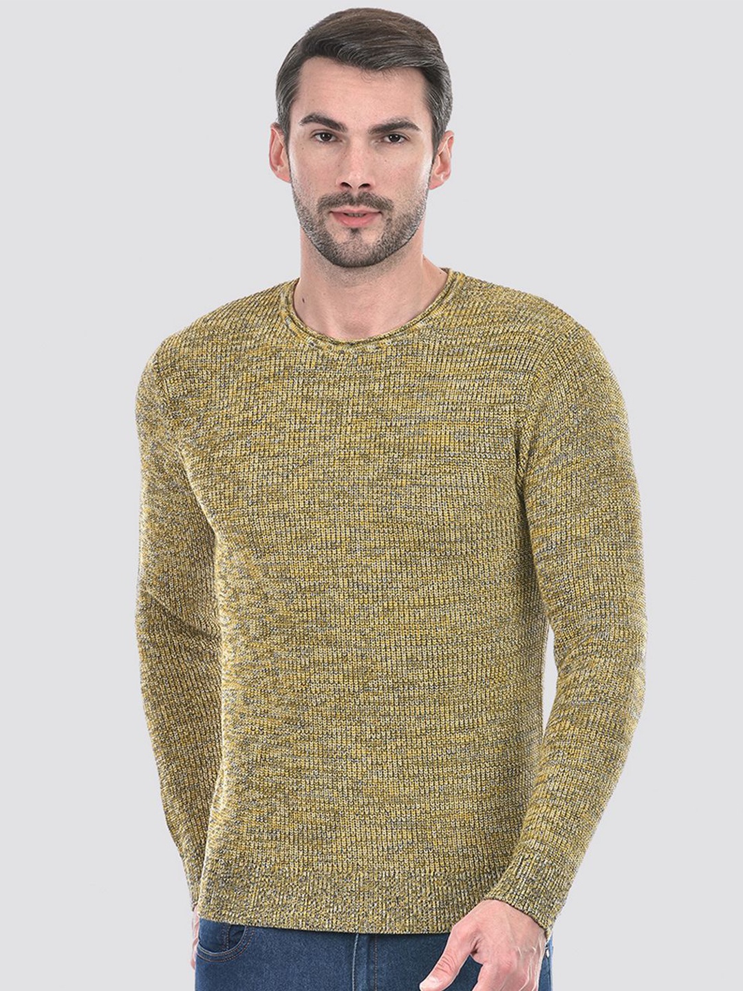 

Numero Uno Men Cable Knit Pullover, Yellow