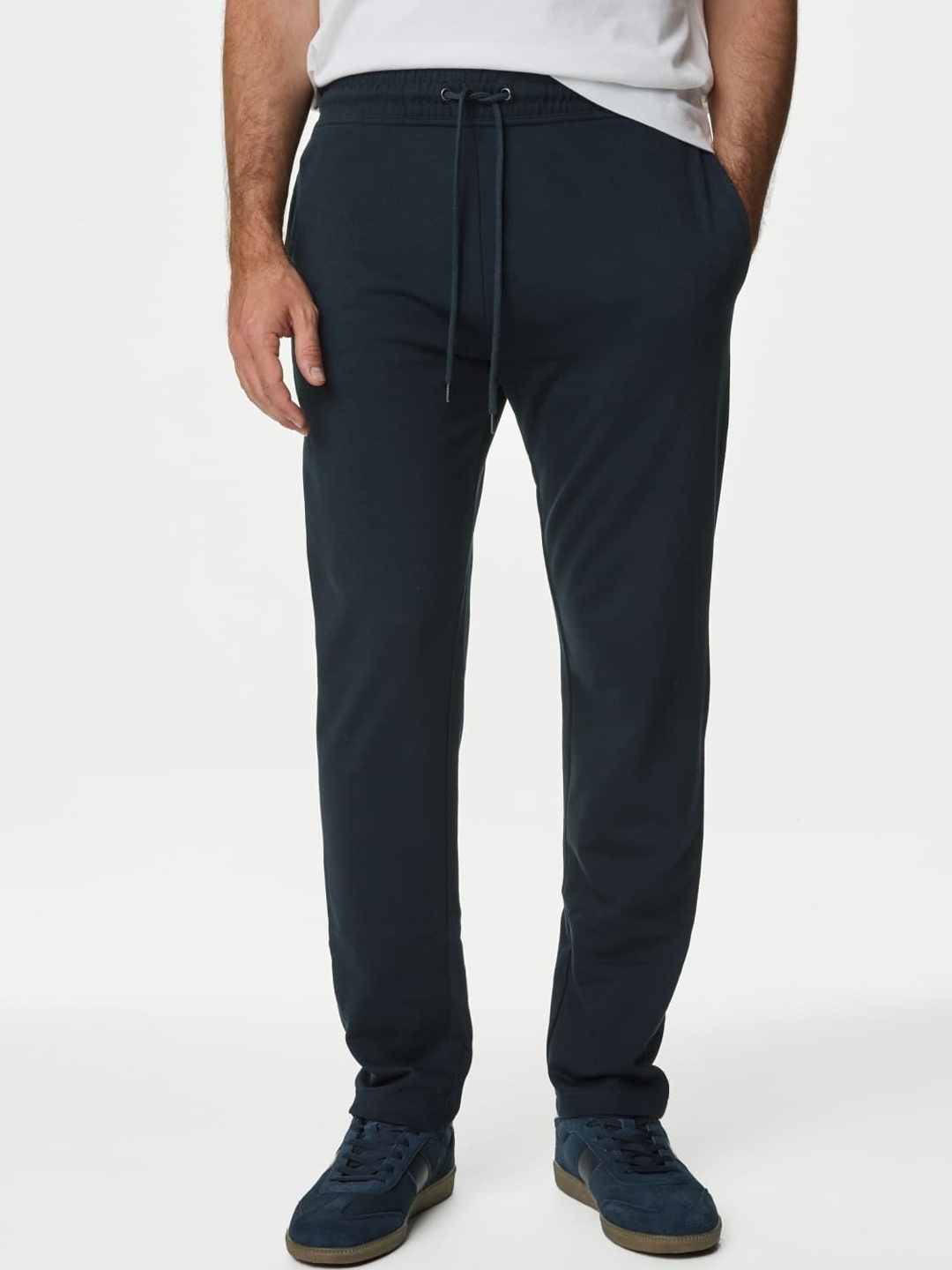 

Marks & Spencer Cotton Mid-Rise Track Pant, Navy blue