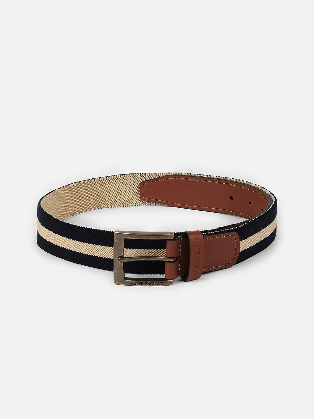 

Peter England Men Printed Leather Belt, Black