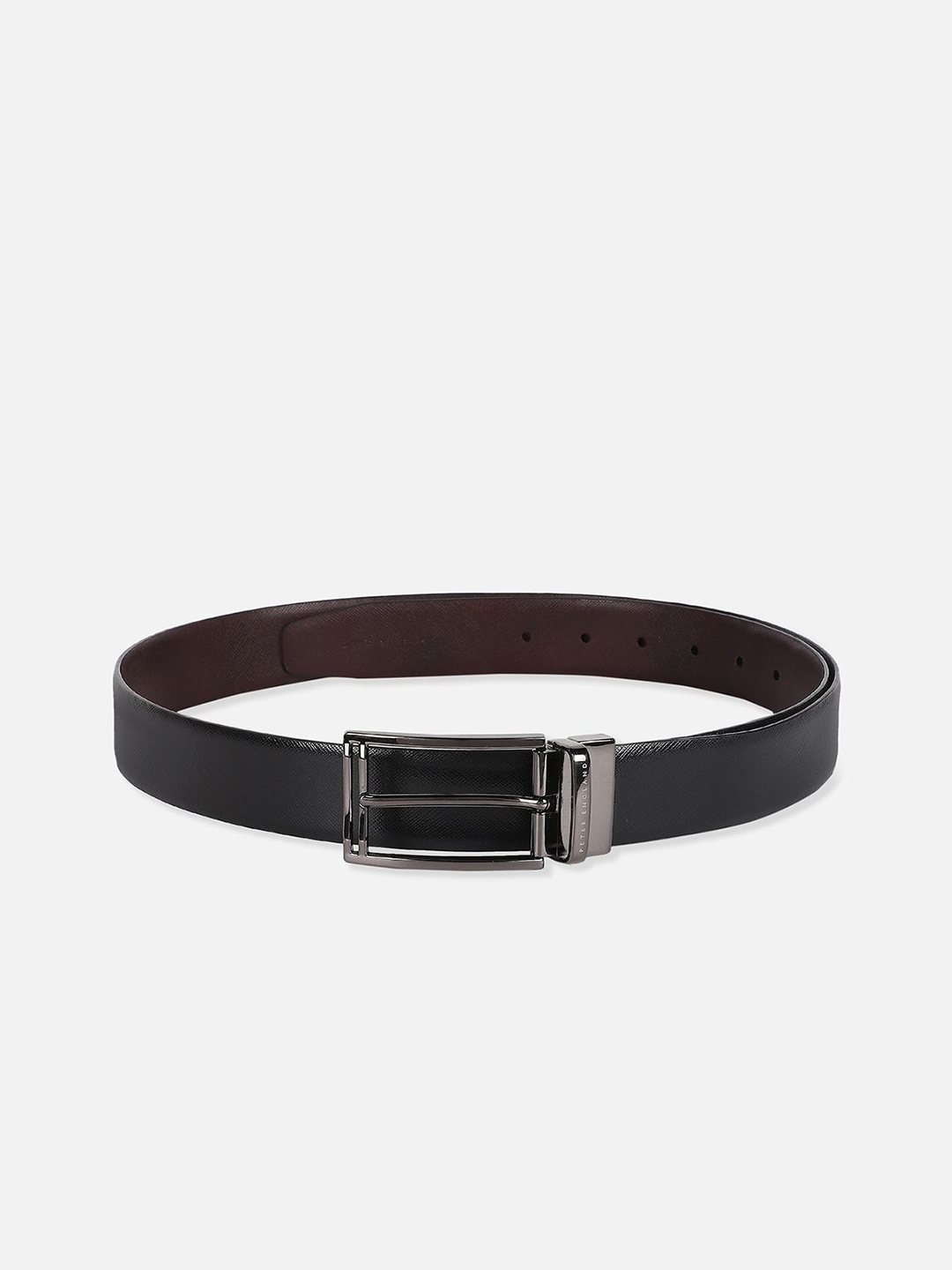 

Peter England Men Textured Leather Belt, Black