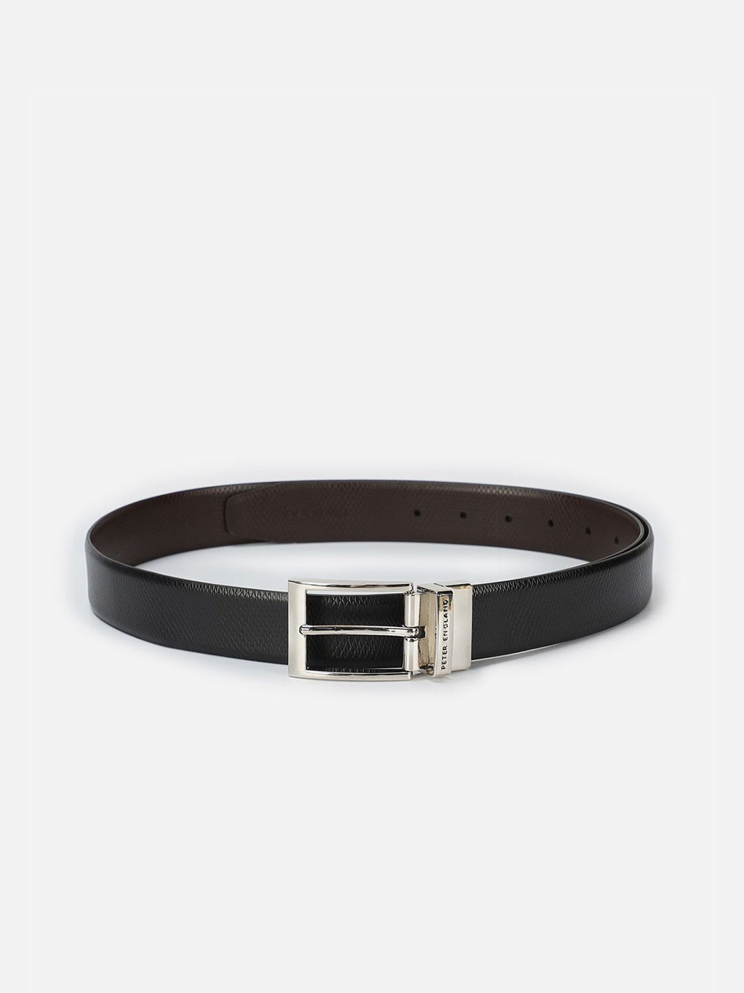 

Peter England Men Textured Leather Belt, Black