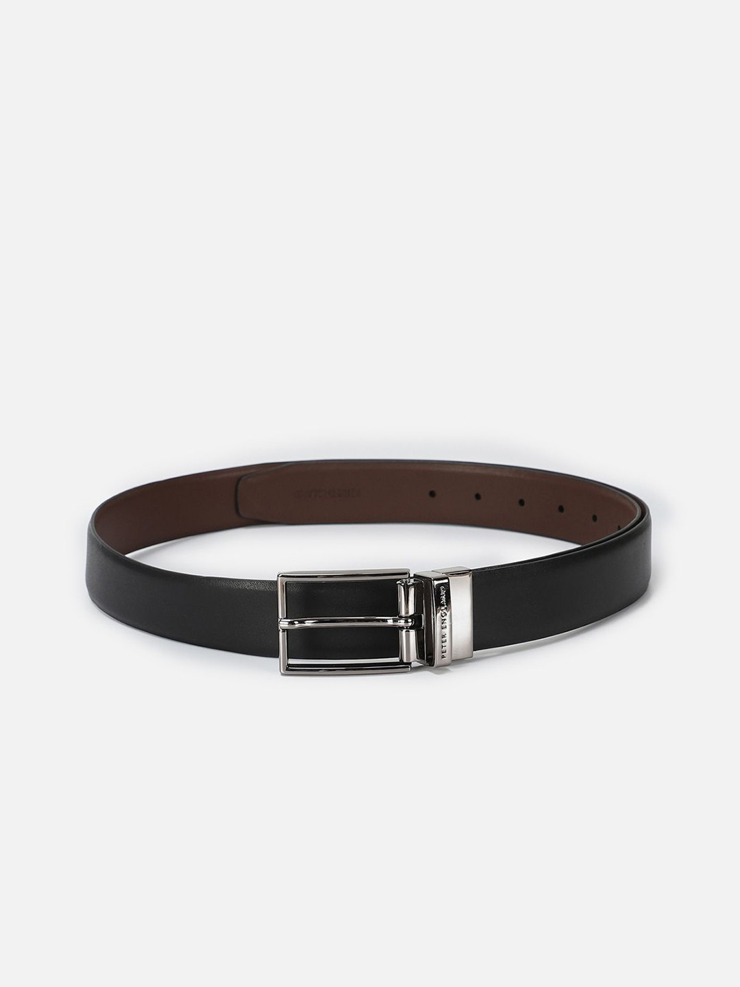 

Peter England Men Leather Formal Belt, Black