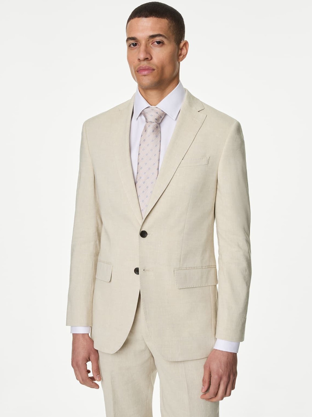 

Marks & Spencer Tailored-Fit Single-Breasted Blazer, Beige