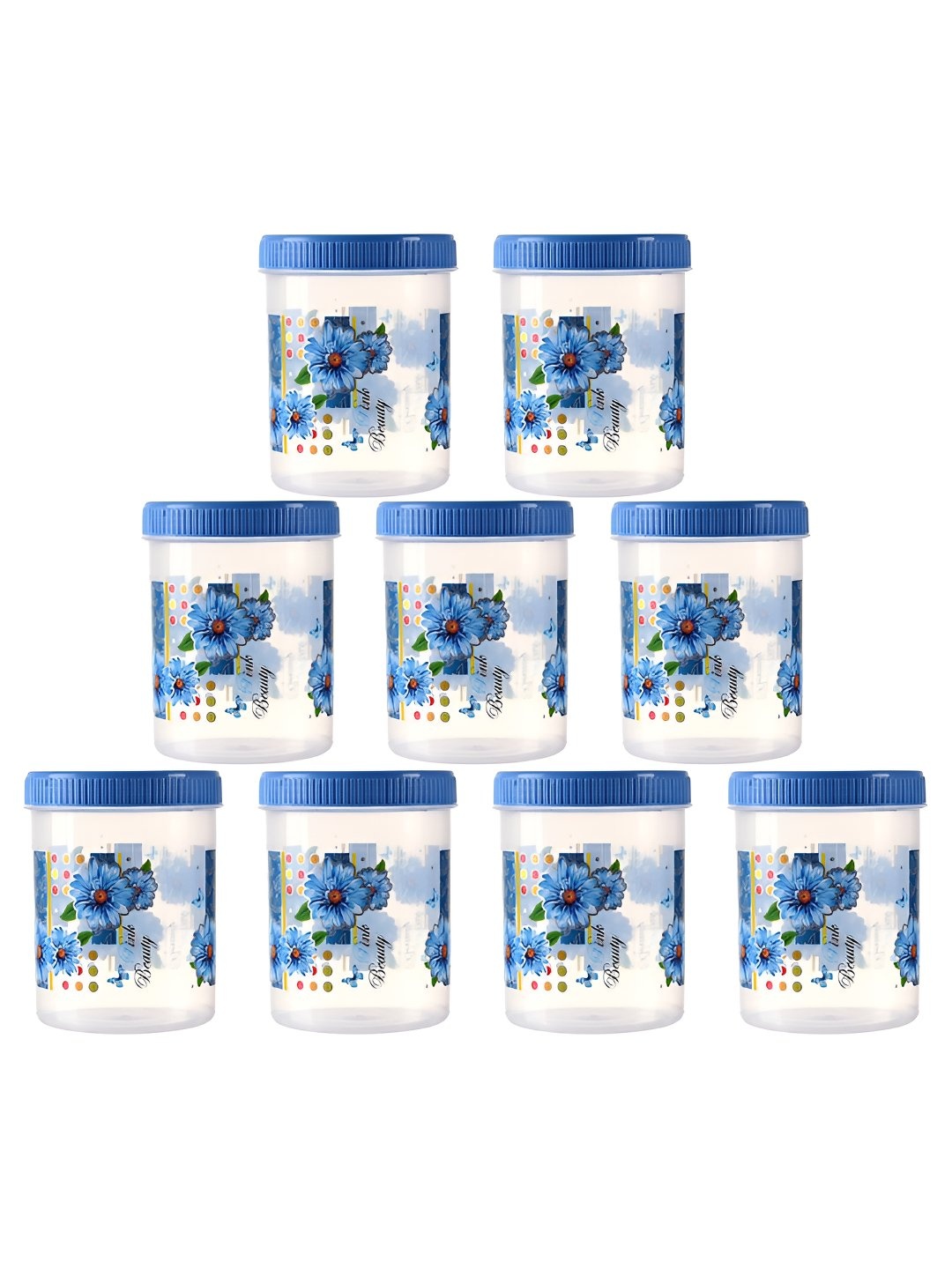 

Kuber Industries 9-Pcs Blue & Transparent Storage Containers