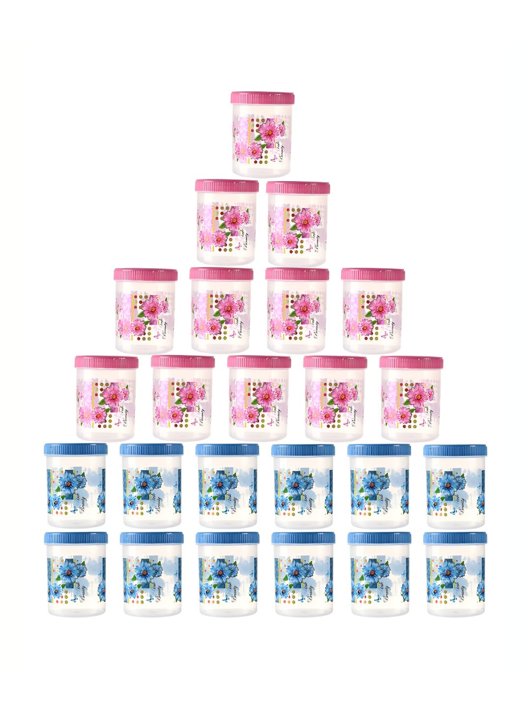 

Kuber Industries 24 Pcs Pink & Blue Transparent Storage Containers- 1L