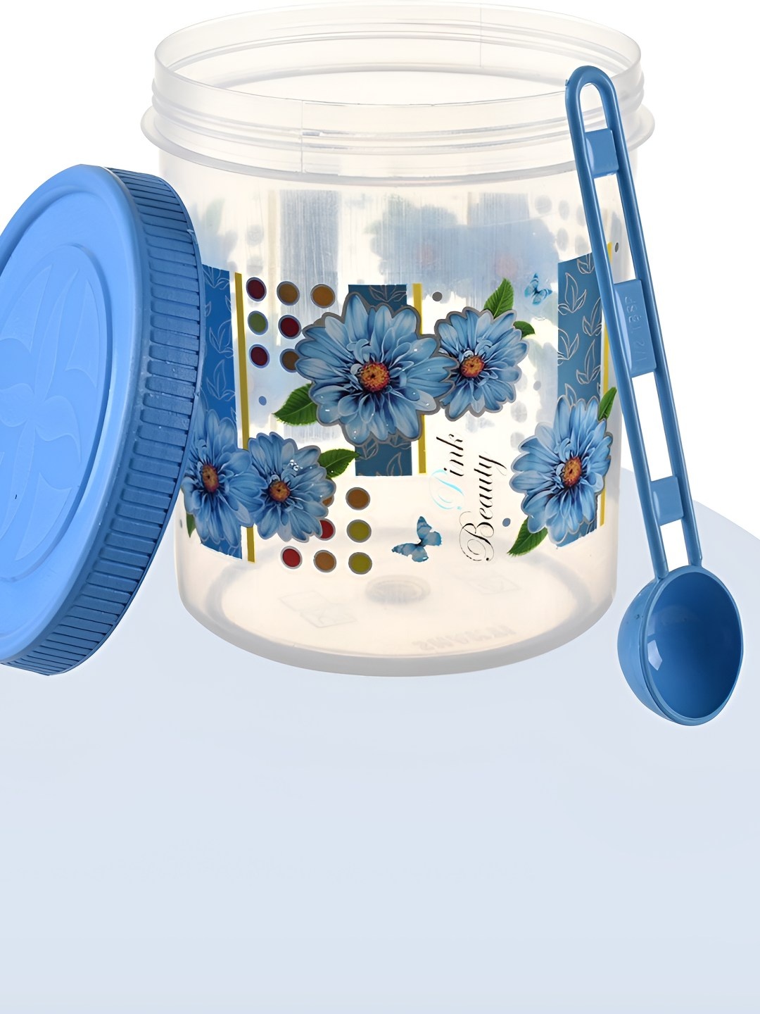 

Kuber Industries 12-Pcs Blue & Transparent Printed Storage Containers- 1L