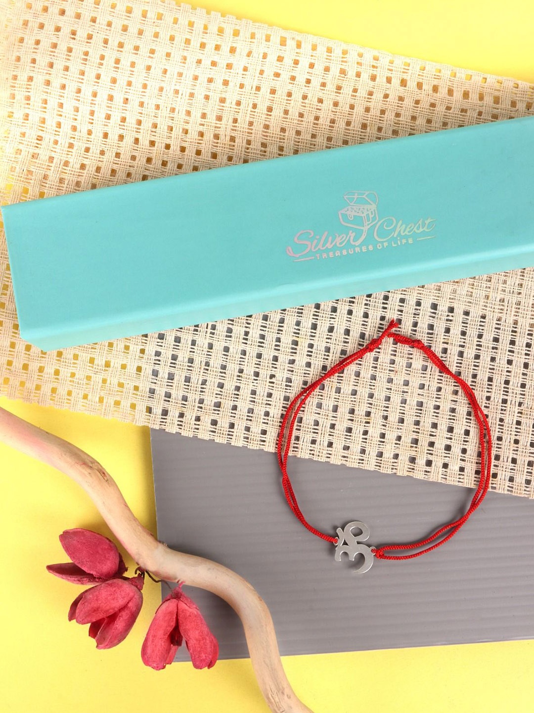 

Silver Chest 925 Silver Rakhi in Moli Dhaga