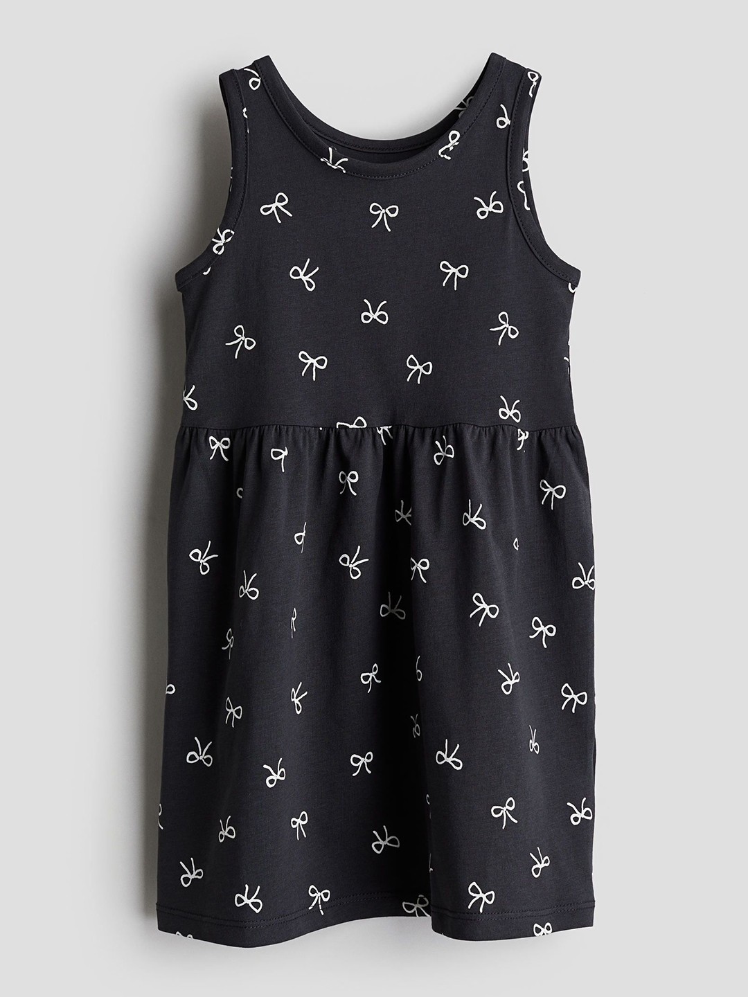 

H&M Girls Patterned Cotton Dress, Grey