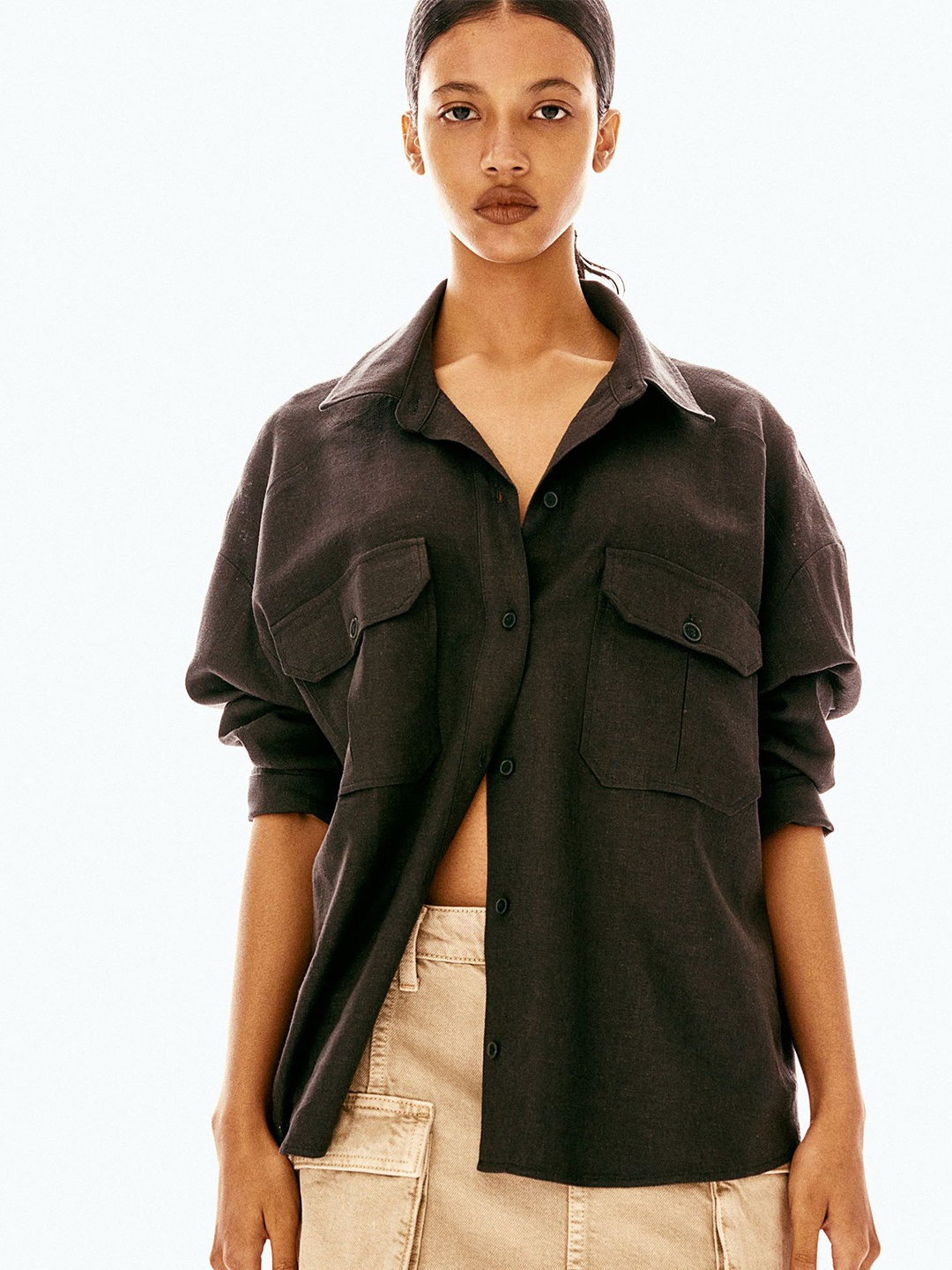 

H&M Oversized Cargo Shirt, Grey