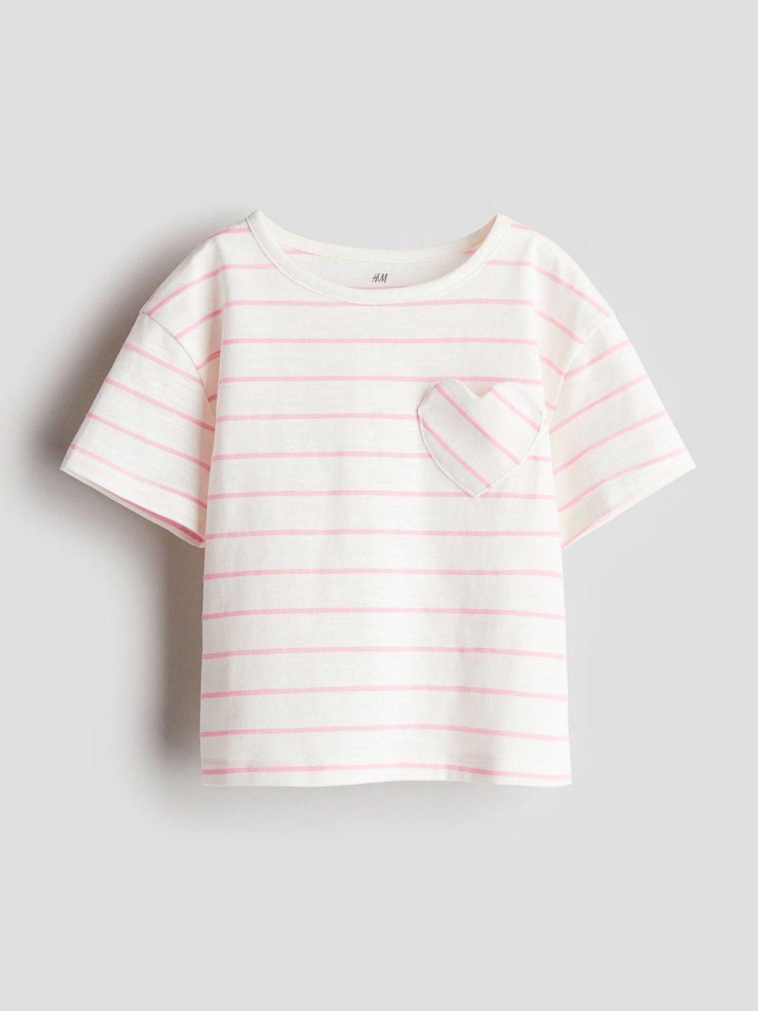 

H&M Girls Heart Pocket T-Shirt, White
