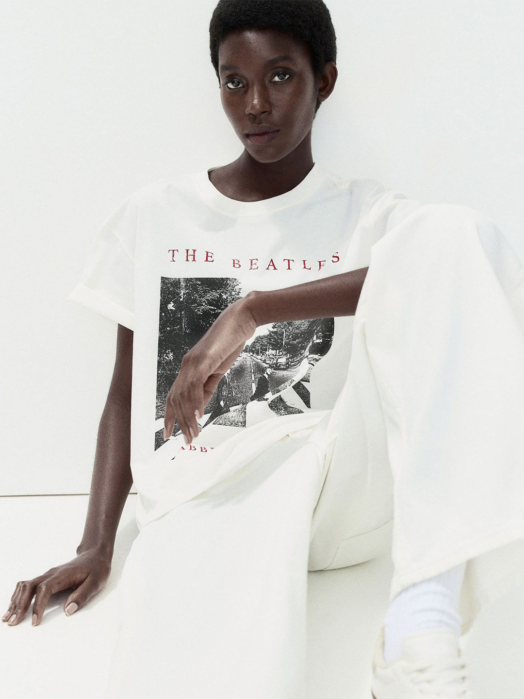 

H&M Oversized Printed T-Shirt, White