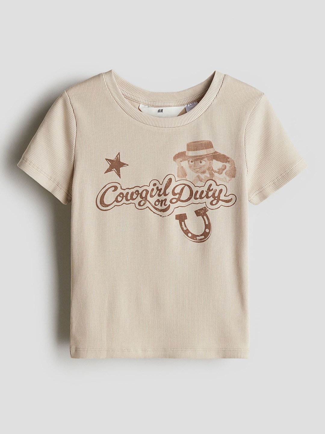 

H&M Girls Printed T-Shirt, Beige