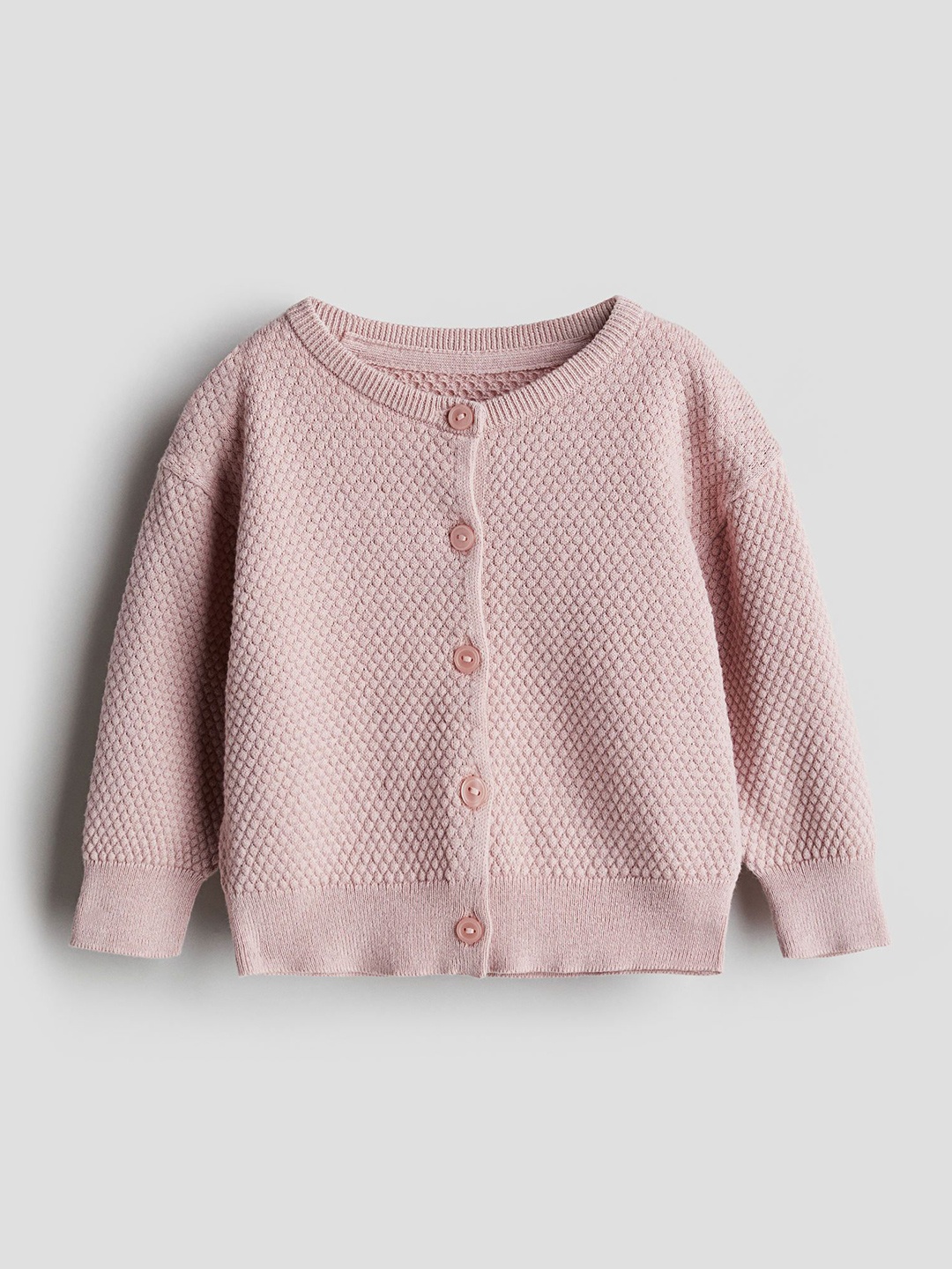 

H&M Infant Girls Pattern-Knitted Cotton Cardigan, Pink