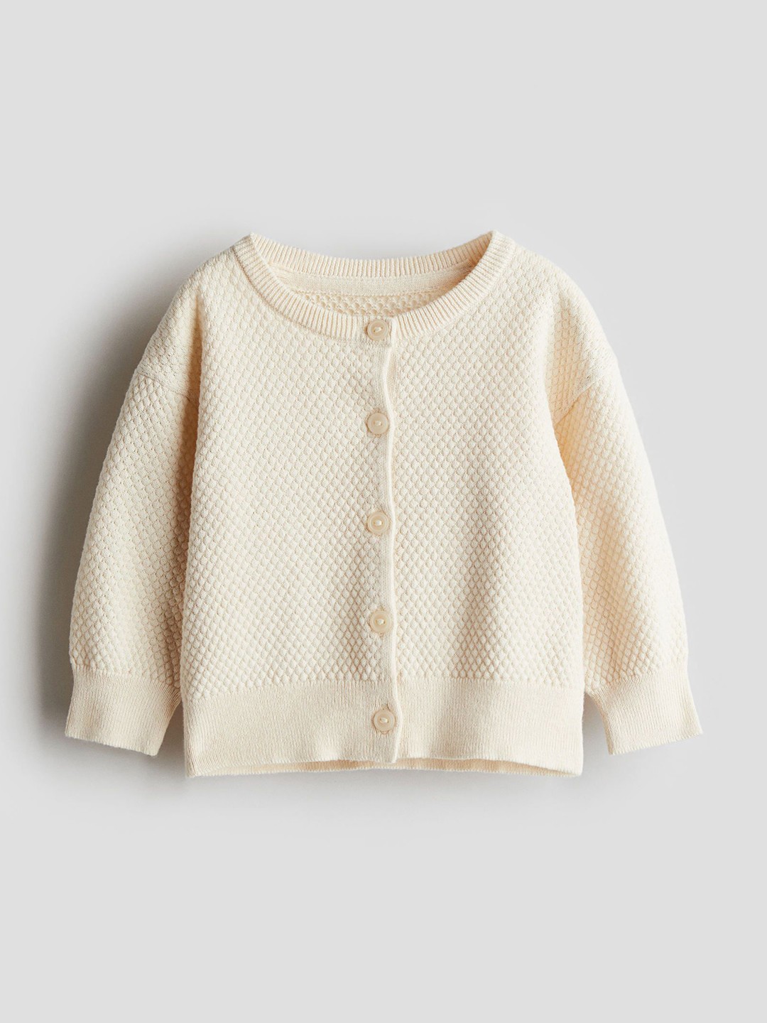 

H&M Infant Girls Pattern Knitted Cotton Cardigan, White