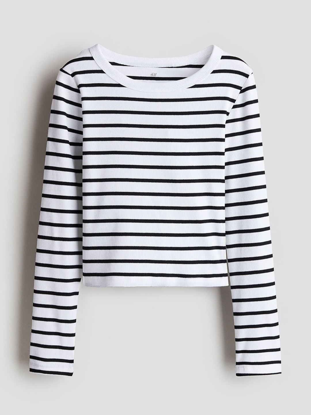 

H&M Girls Ribbed Cotton Jersey Top, White