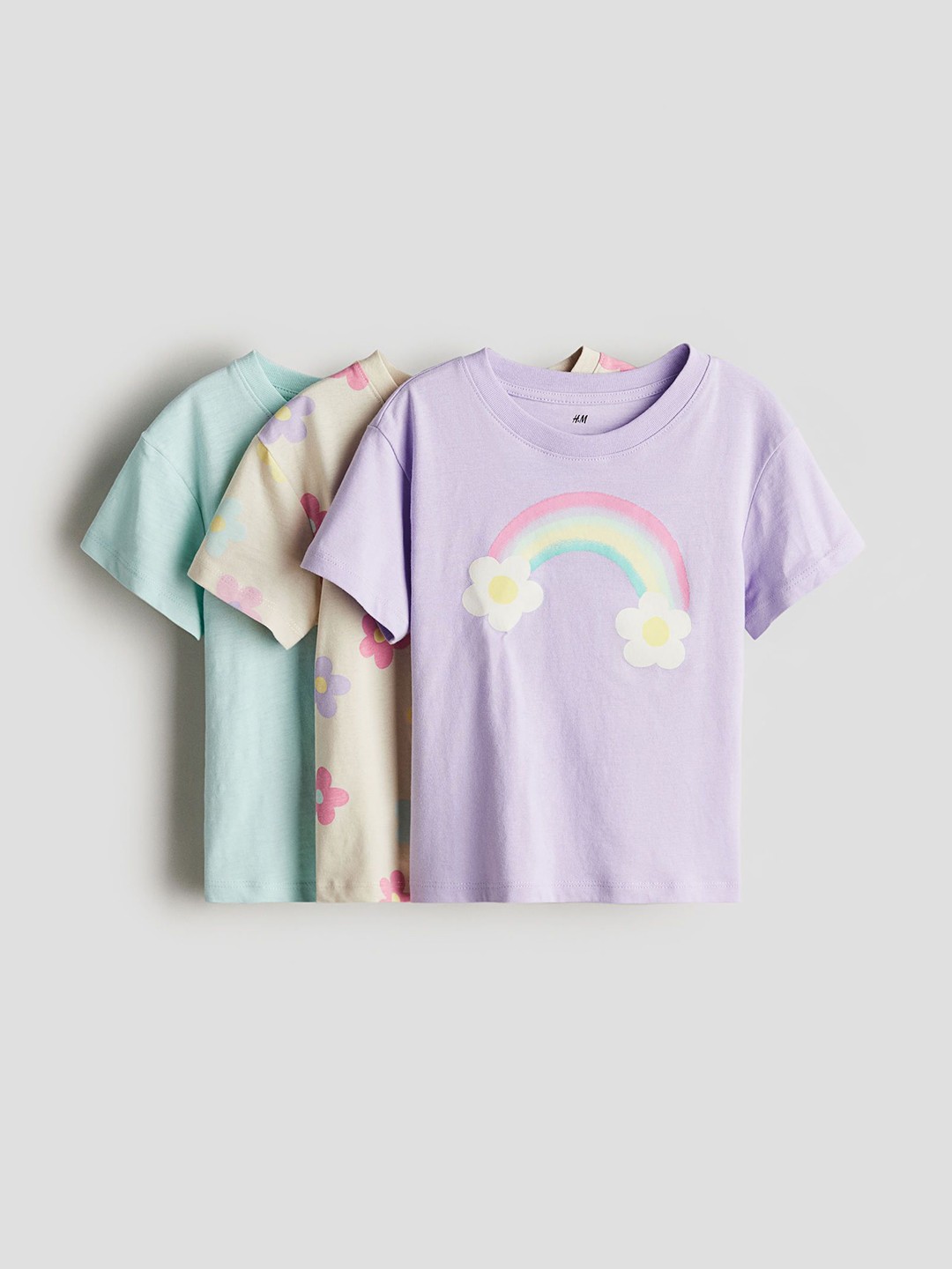 

H&M Girls 3-Pack Cotton Jersey Tops, Purple