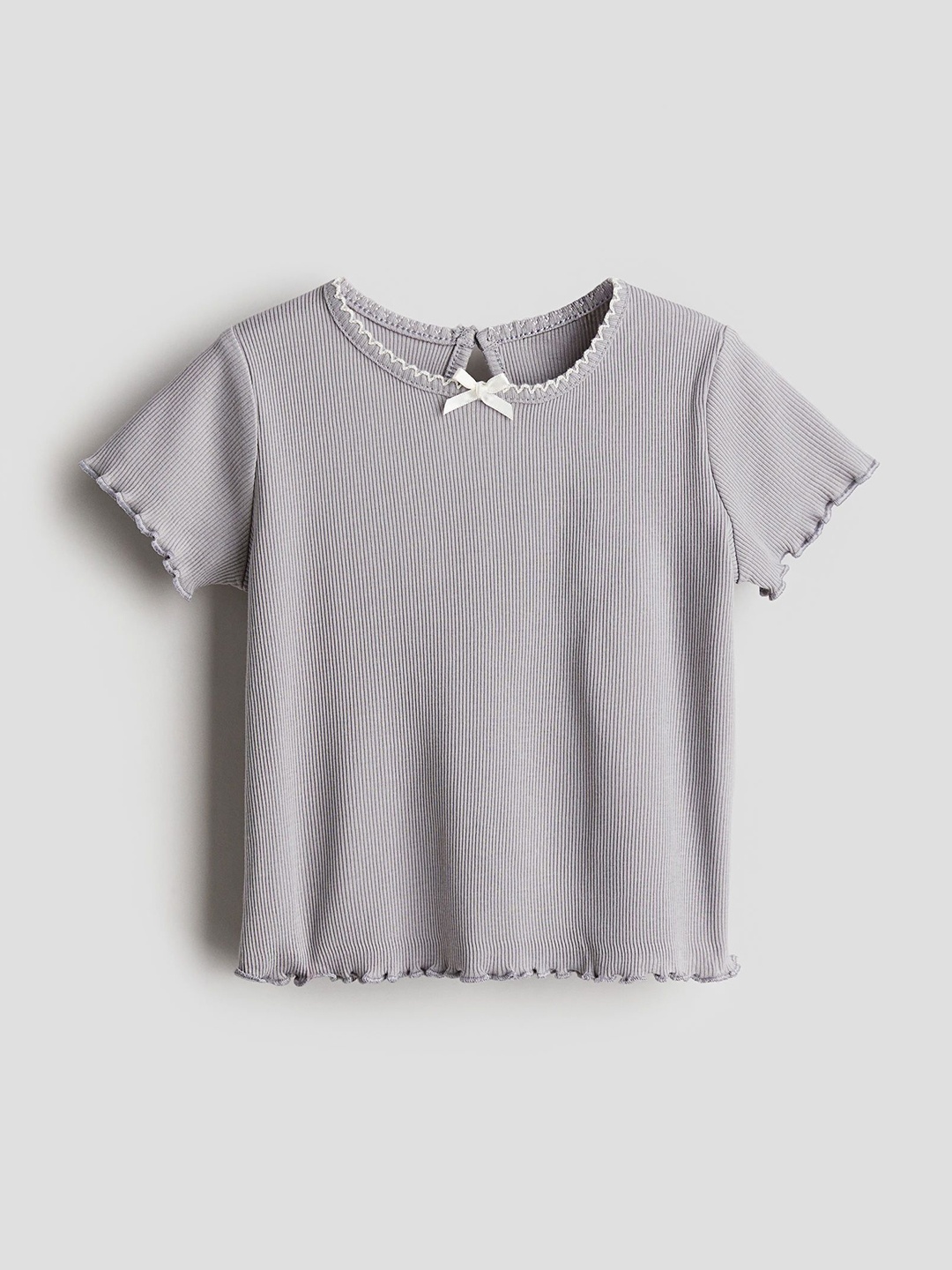 

H&M Infant Girls Ribbed Jersey Top, Grey