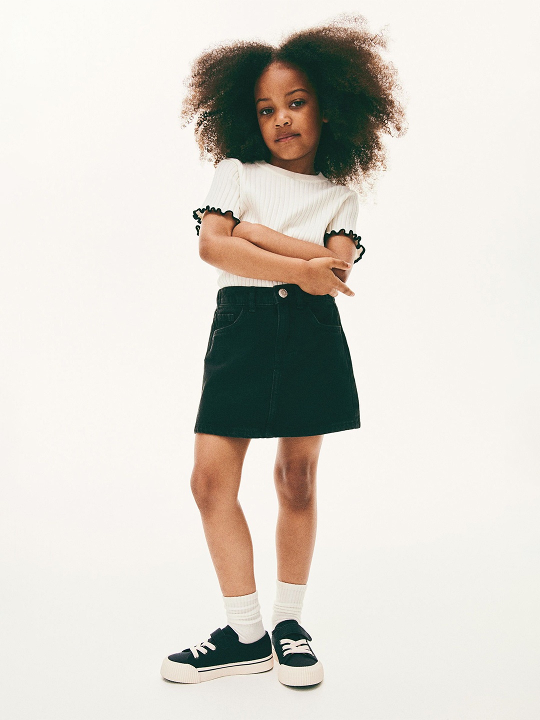 

H&M Girls Rib Knit Tops, White