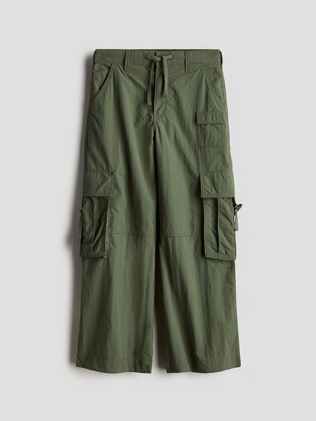 

H&M Girls Wide Cargo Trousers, Green