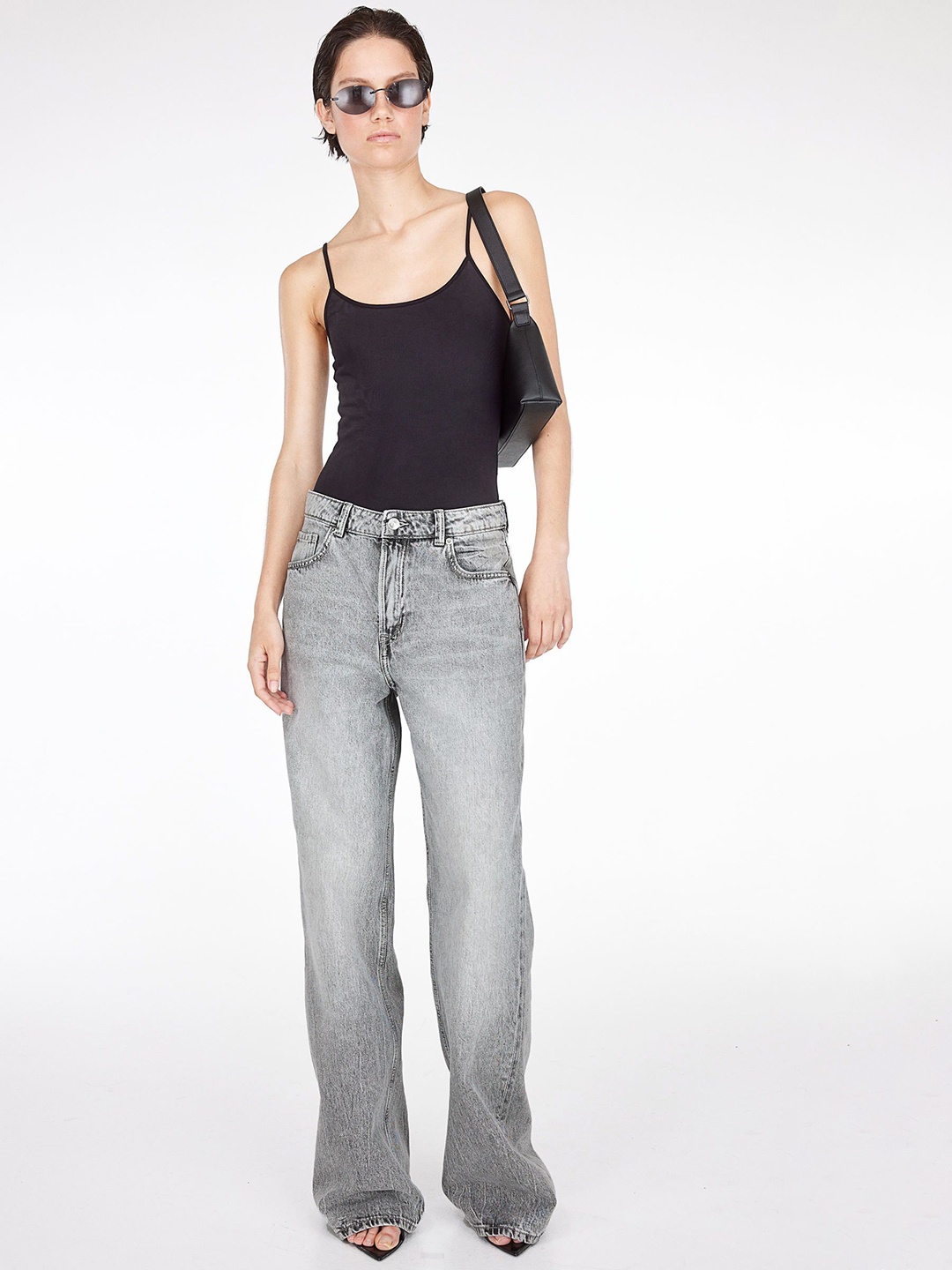 

H&M Wide High Jeans, Grey