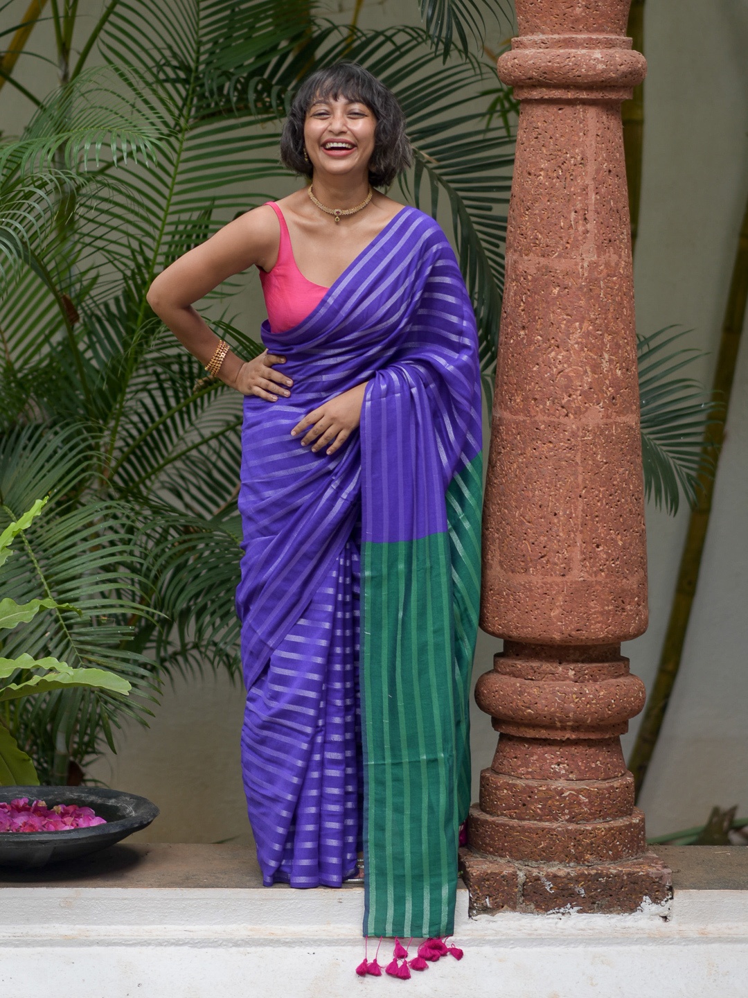 

Suta Striped Saree, Purple