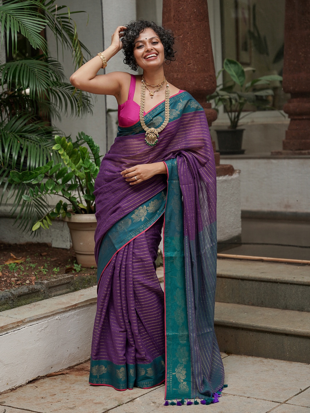 

Suta Striped Zari Saree, Purple