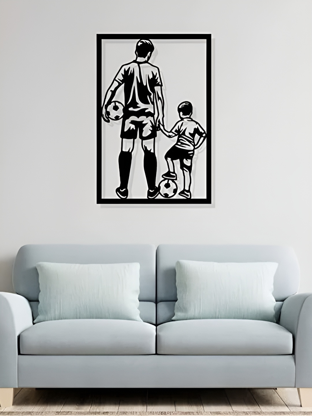 

ARTROOMS Black Footballer Dad & Son Metal Wall Hangings