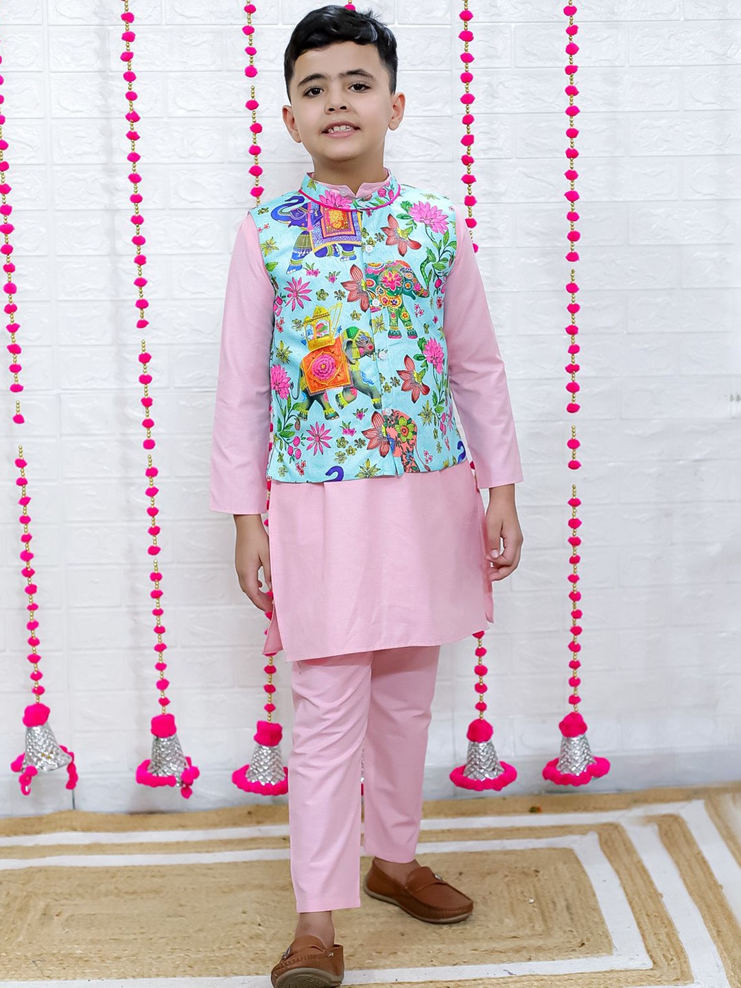 

M'andy Boys Regular Pure Cotton Kurta with Pyjamas, Blue