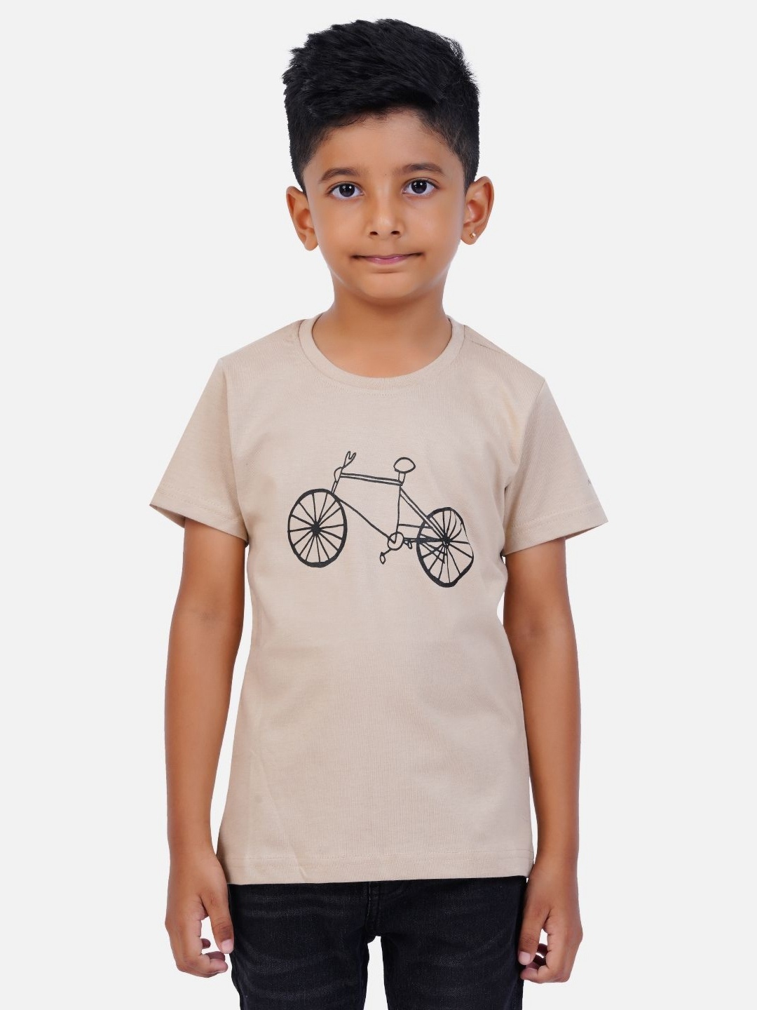 

AIR GARB Boys 2 Printed Pockets T-shirt, Beige
