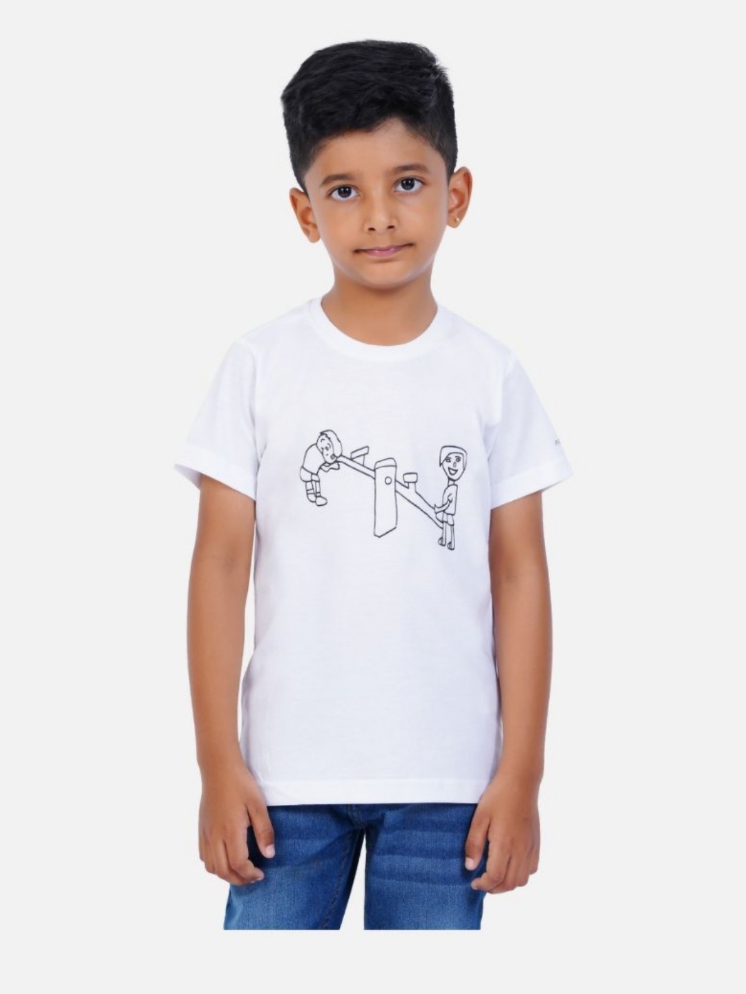 

AIR GARB Boys 2 Printed Pockets T-shirt, White