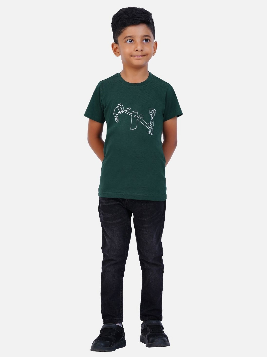 

AIR GARB Boys Typography 2 Printed Pockets T-shirt, White
