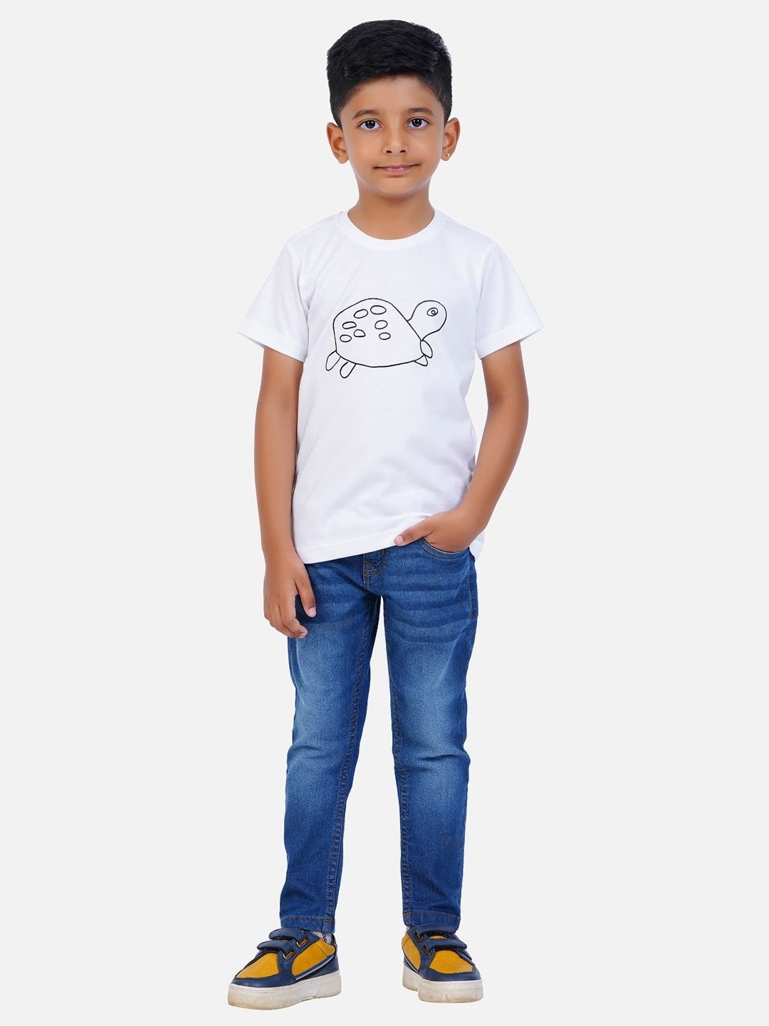 

AIR GARB Boys Typography 2 Printed Pockets T-shirt, White