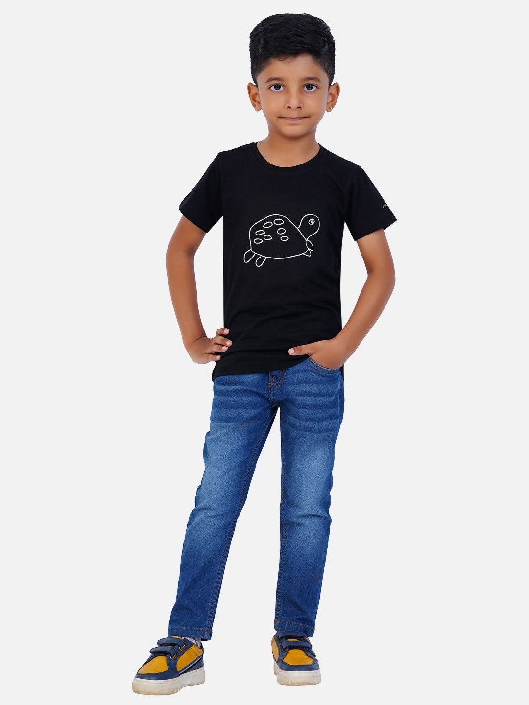 

AIR GARB Boys Typography 2 Printed Raw Edge T-shirt, Black