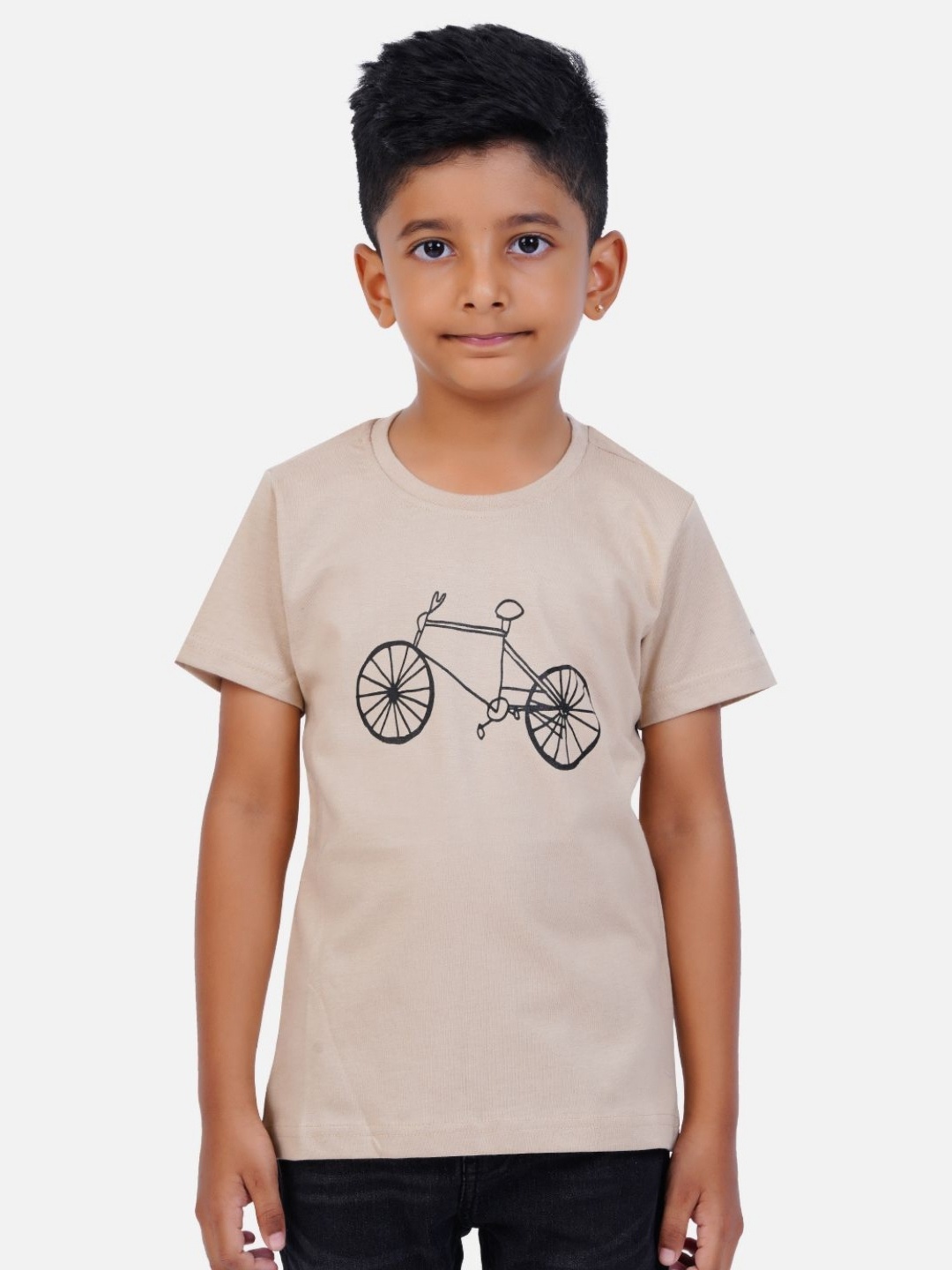 

AIR GARB Boys 3 Printed Applique T-shirt, Beige