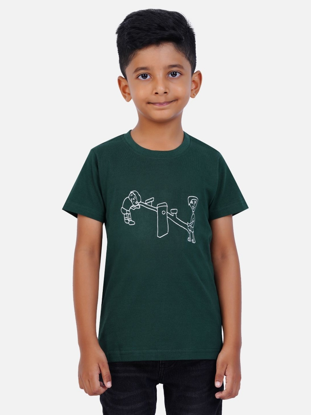 

AIR GARB Boys 3 Printed Applique T-shirt, Green