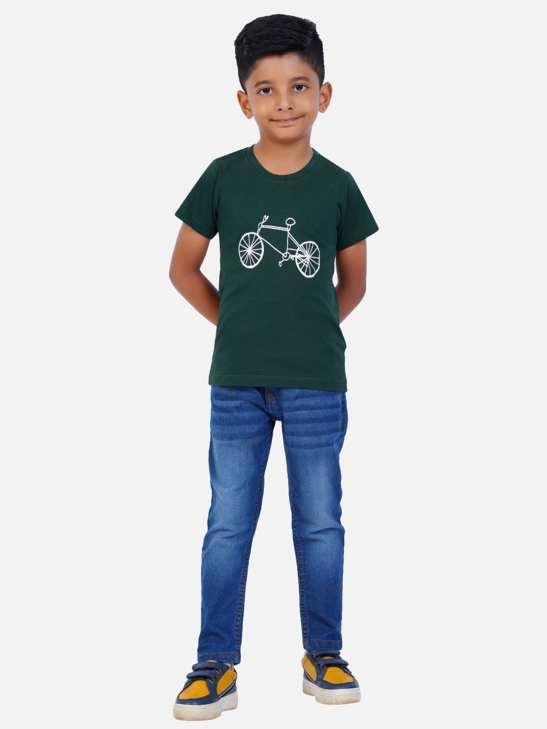 

AIR GARB Boys 2 Printed Extended Sleeves Raw Edge T-shirt, White