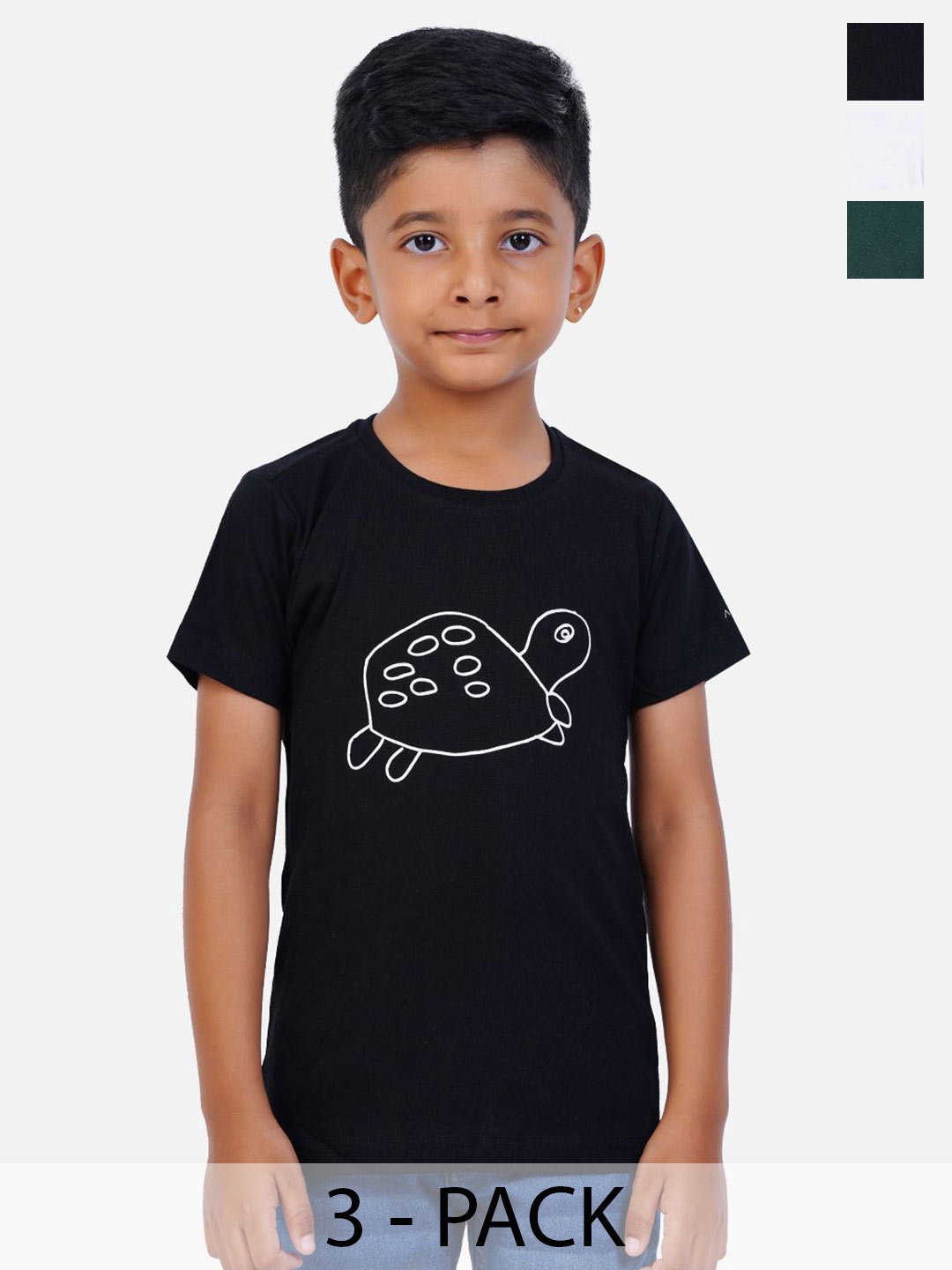 

AIR GARB Boys Biker 3 Printed Applique T-shirt, Black