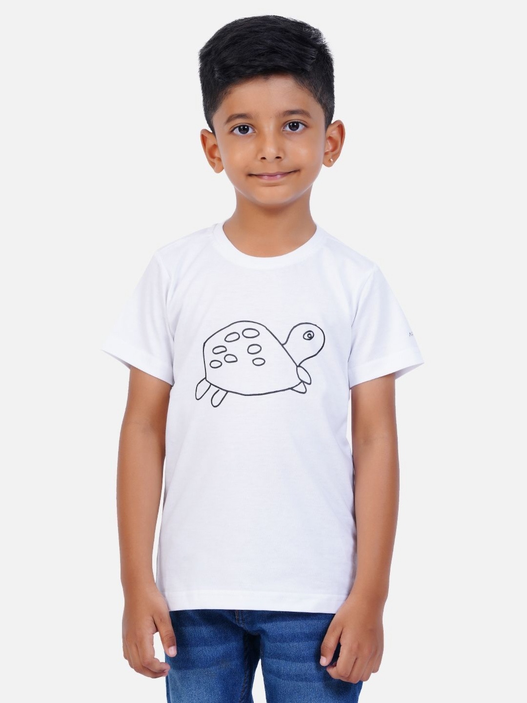 

AIR GARB Boys Typography 2 Printed Extended Sleeves Applique T-shirt, Black