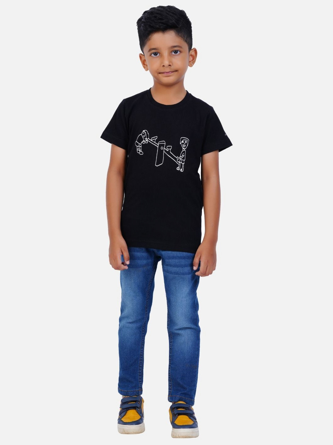 

AIR GARB Boys Typography 2 Printed T-shirt, Black